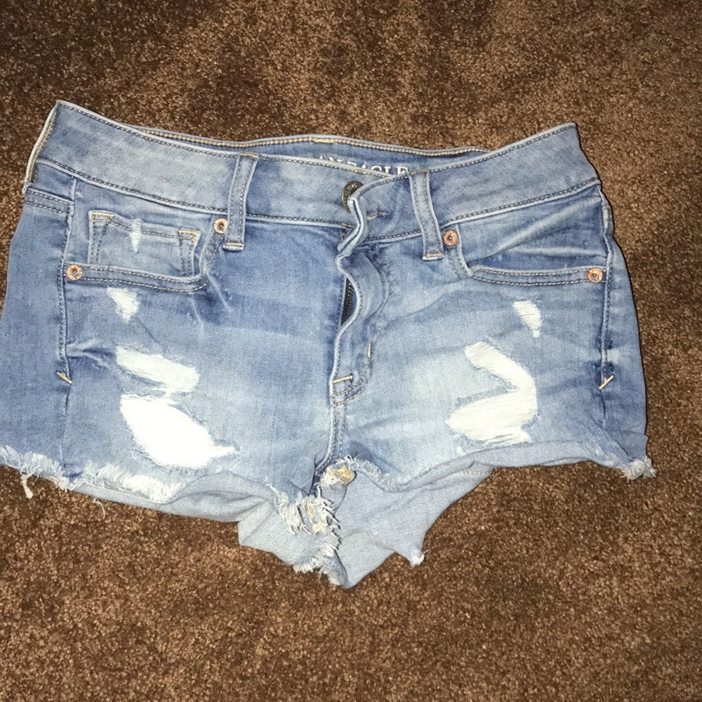 light wash denim shorts